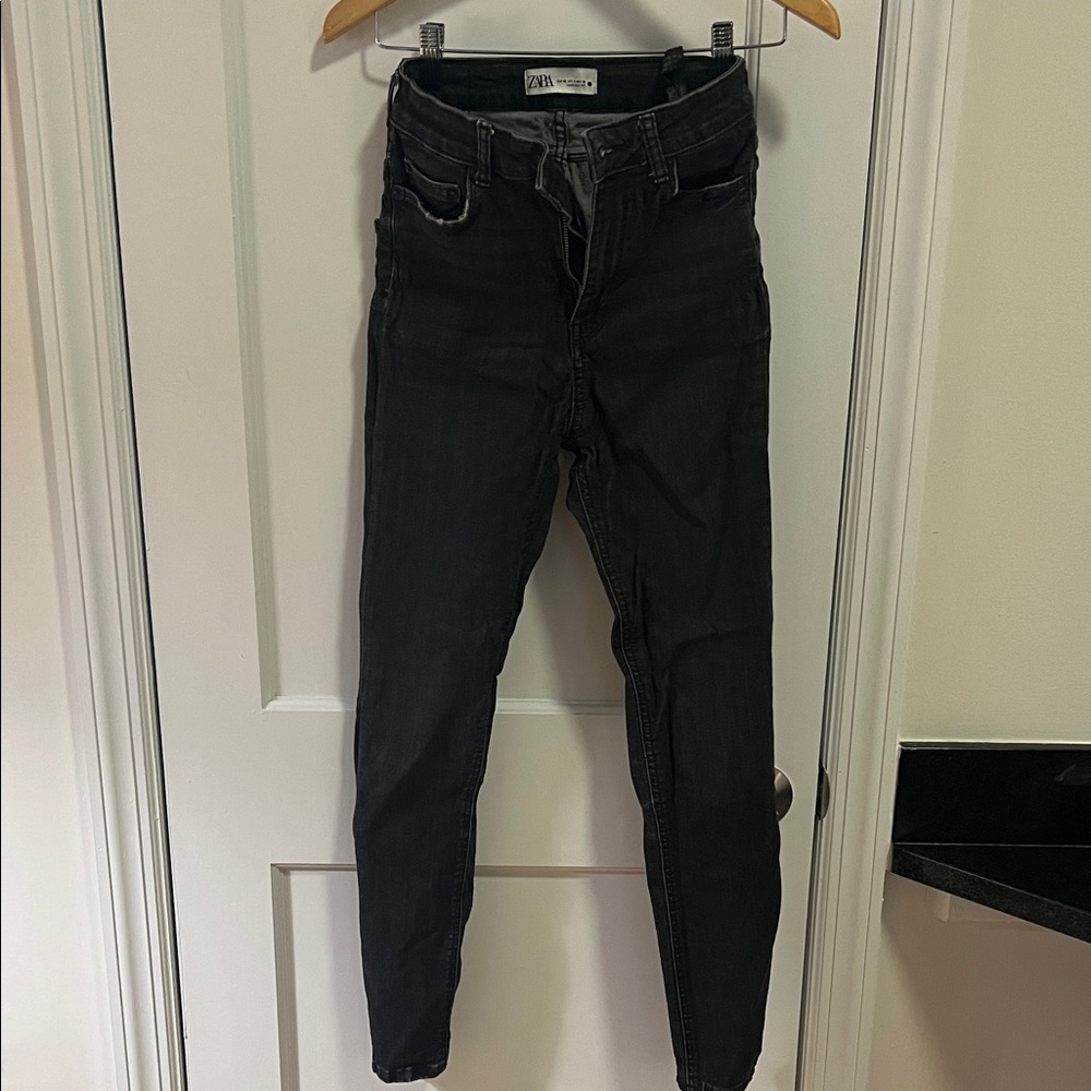 Zara Women's Dark Gray High Wasted Skinny Jeans